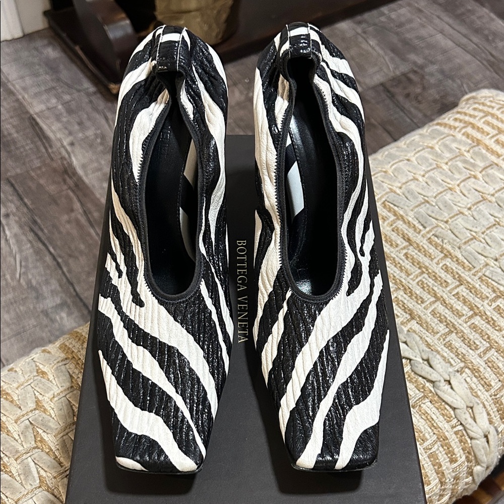 Bottega Veneta Black and White Zebra Heels